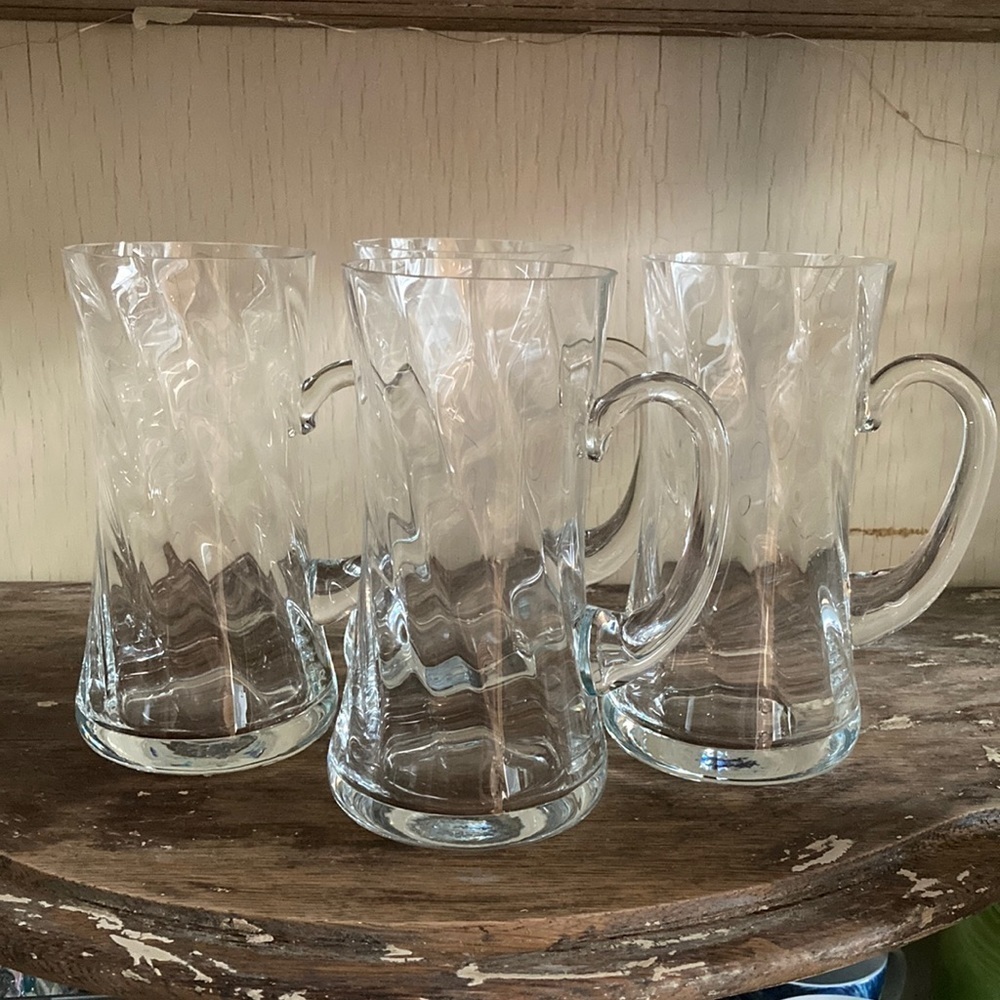 Crystal Beer Mugs Glasses vintage set of 4
